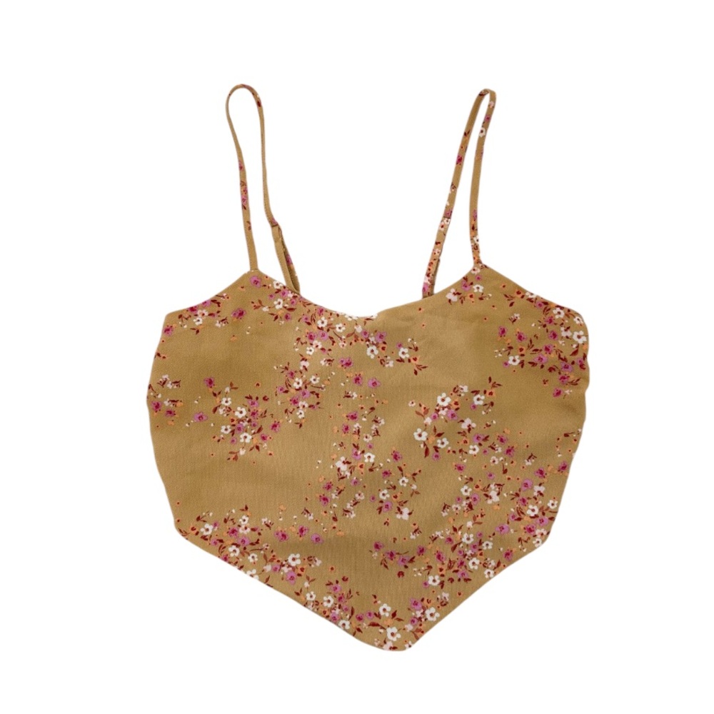 Pink Rose Beige Floral Handkerchief Crop Top